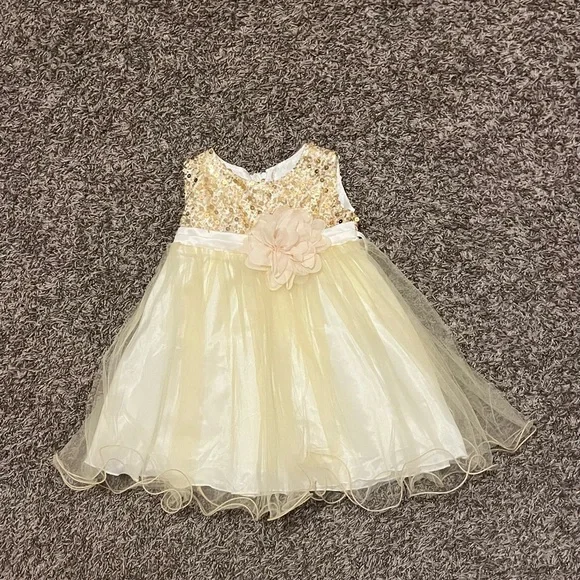 gold dress 2t Gold Sparkling Baby Girl Tutu Dress, Pageant Baby Dress, Toddler Birthday Dress, Princess Dress, Wedding Guest Dress, First Birthday Dress